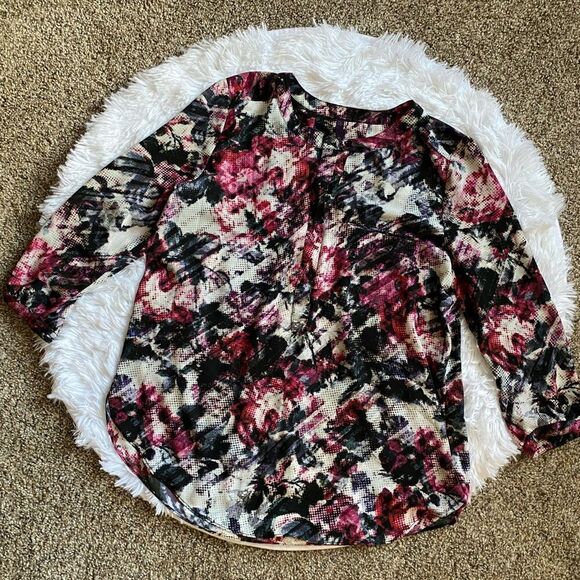 NYDJ Not Your Daughters Jeans Multicolored Top Long Sleeves Womens Petite Small - Picture 1 of 7